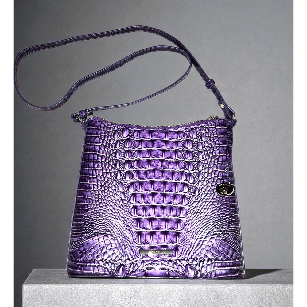 Brahmin Kate Women's Croc Embossed Crossbody Bag - Purple Melbourne